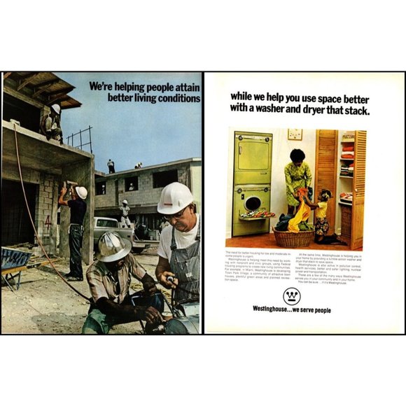 1970 Westinghouse Washer Dryer Stack 2 Page Vintage Print Ad Avocado Green Photo - Picture 1 of 3